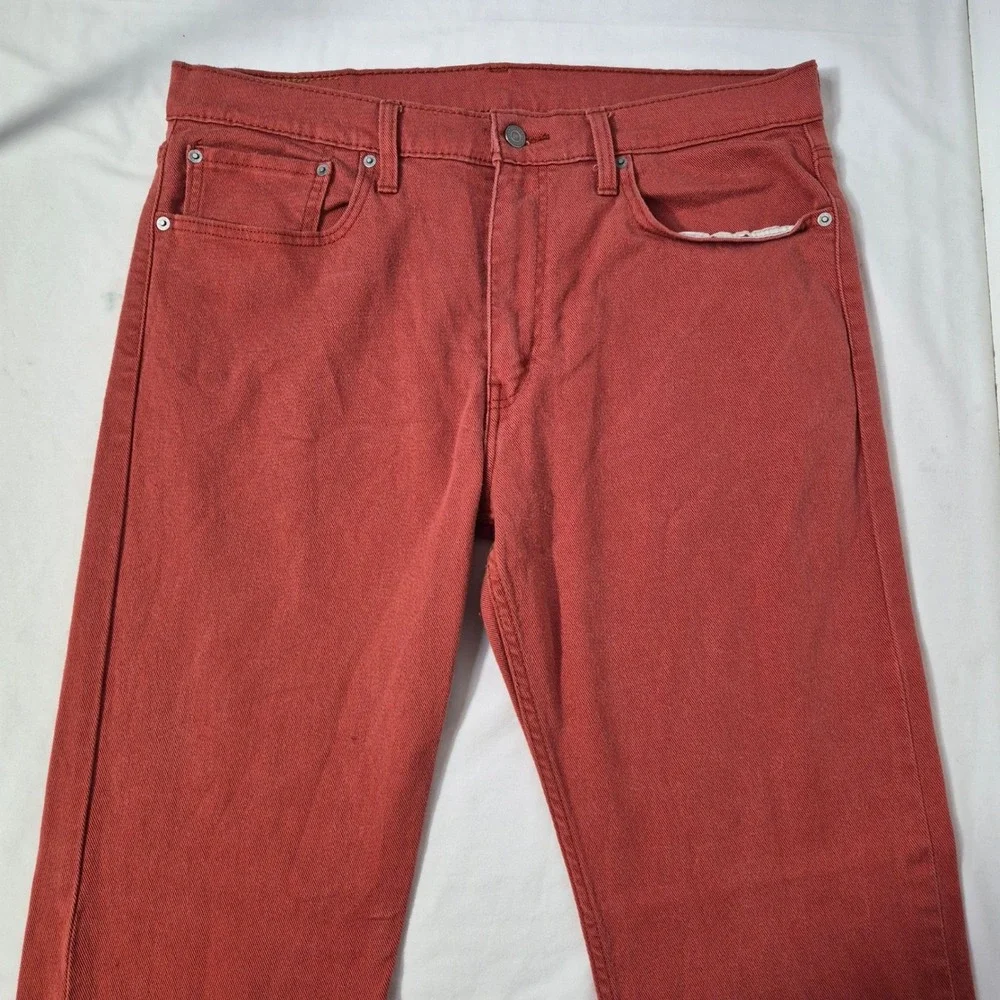Levi's 502 Taper Jeans Mens 36x32 (38‎ x 31) Orange Regular Fit Stretch Denim